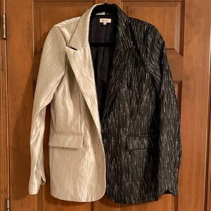 Zara Black and Cream Textured Blazer
